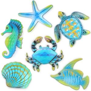 Lounsweer 6 Pcs Metal Ocean Wall Art Decor Sea Fish Turtle Wall Sculpture Outdoor Hanging Art Sculptures Ocean Theme Decorations for Garden, Pool, Fence, Patio, Bathroom Indoor Lounsweer 6 Pcs Metal Ocean Wall Art Decor Sea Fish Turtle Wall Sculpture Outdoor Hanging Art Sculptures Ocean Theme Decorations for Garden, Pool, Fence, Patio, Bathroom Indoor