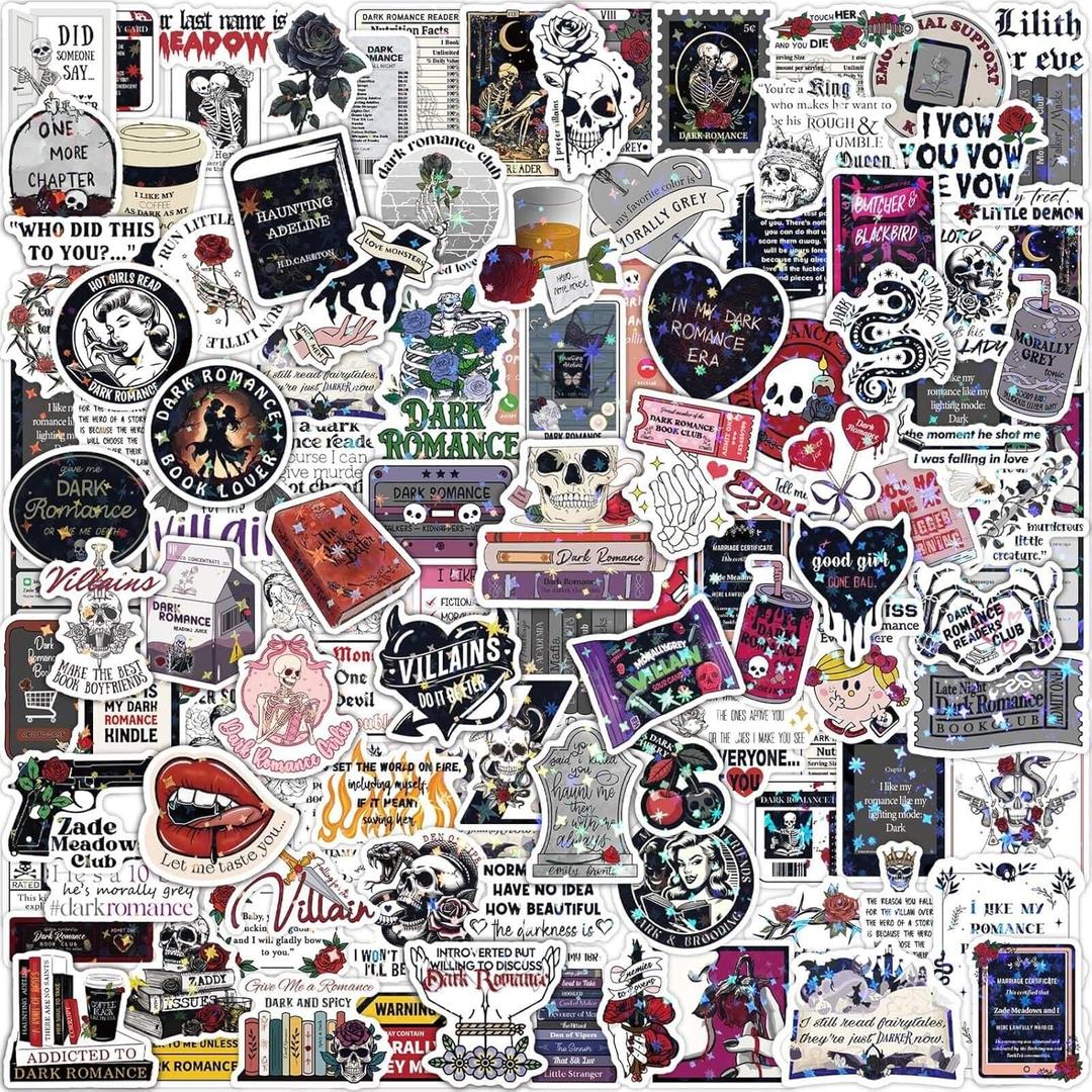 MiStar 102 PCS Dark Romance Book Stickers for Kindle Adult, Holographic Booktok Spicy Reading Bookish Sticker Pack for Kindle Case iPad Laptop Water Bottles Accessories Decals Gifts for Book Lovers