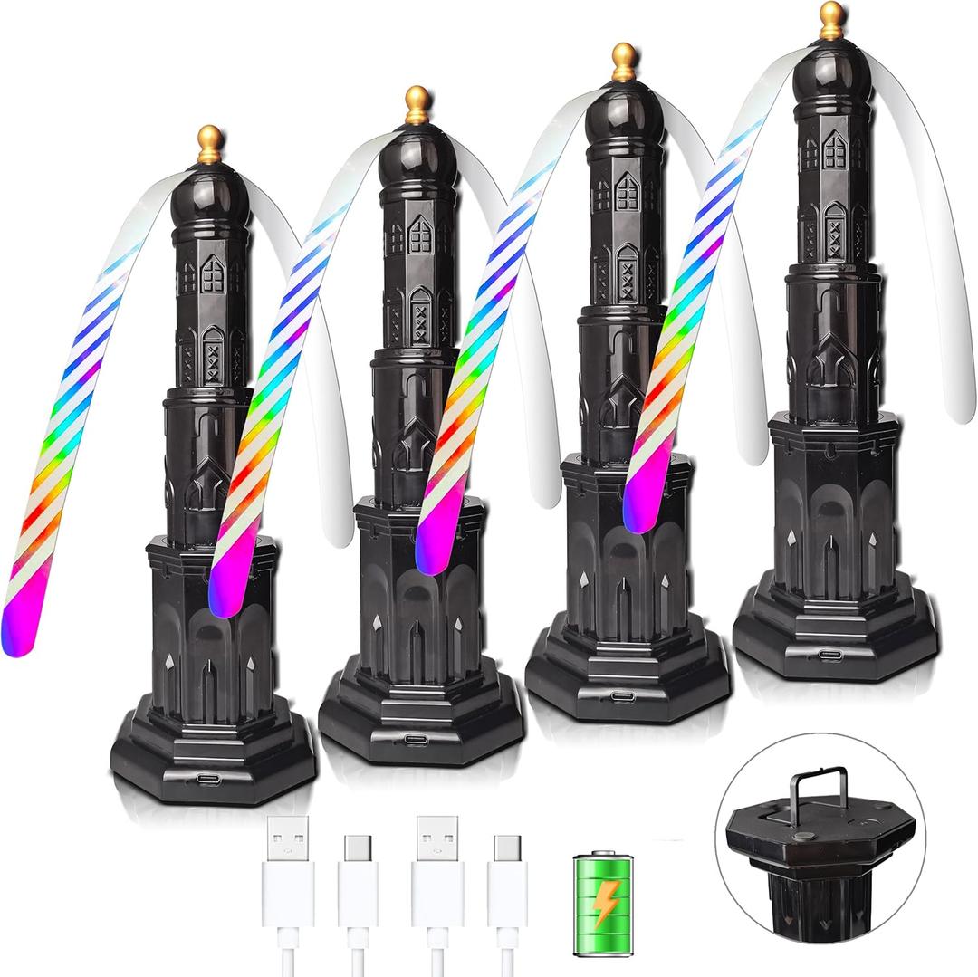 4pcs Food Fans for Tables Rechargeable,Retractable Food Spinner for Indoor Meals,Picnic,Party(Black) (4PACKB)