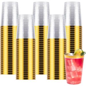 Goodluck 100PCS 10oz Gold Plastic Cups for Party, Disposable Gold Rim Cups, Plastic Cocktail Glasses for Wedding Thanksgiving, Christmas, and Parties Goodluck 100PCS 10oz Gold Plastic Cups for Party, Disposable Gold Rim Cups, Plastic Cocktail Glasses for Wedding Thanksgiving, Christmas, and Parties