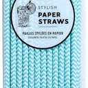 Jacent Stylish Biodegradable Paper Straws, 24 Count per Package 2-Pack Blue