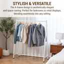 MyGift A-Frame Clothing Rack, 47 Inch Modern Heavy Duty White Metal Wardrobe Clothes Rack, Commercial Grade Freestanding Garment Hanger for Bedroom Closet or Retail Display