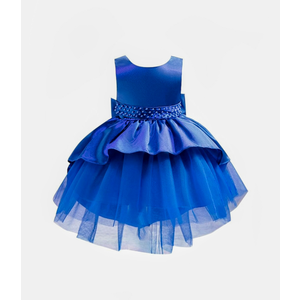 Flower Girls Vintage Overlay Lace Beaded Rhinestone Wedding Tulle Dress Low Communion Party Dance Tutu Gown with Train Size 2T/3T
