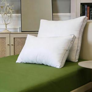 Goose Down Pillows, Standard Size Set of 2 with 3-Layer Design, Hotel Down Bed Pillow for Side, Back, and Stomach Sleepers, Soft 600 Thread Count Cotton Cover–Luxury Hotel Pillows Quality(20" x 26")