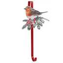 2 x Queltharion Vintage Christmas Wreath Hangers for Front Door Rustic Metal Xmas Ornament Robin Sign Bird Hook for Welcome Farmhouse Home Holiday Decoration