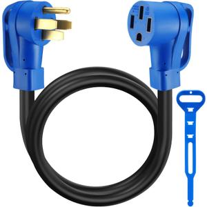 Kanayu 6ft 50 Amp RV/EV Extension Cord Compatible with NEMA 14-50P to 14-50R ETL List 4 Prong Flexible Heavy Duty STW Outdoor Waterproof Power Cord with Grip Handle for RV EV Camper