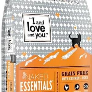 I and love and you Naked Essentials Dry Cat Food - Chicken + Duck - Grain Free, Real Meat, No Fillers, Prebiotics + Probiotics, 11lb Bag, Pack of 2, Best By 11/30/2025