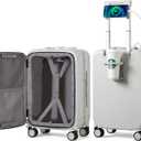 mixi Carry On Luggage with Cup Phone Holder and Charger Hard Shell Suitcases with Spinner Wheels, 20 Inch Smoke White