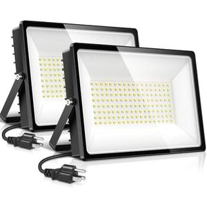 1 Pack 100W LED Flood Light Outdoor, 12000LM 4FT Power Cord with US Plug, IP66 Waterproof 6500K Outdoor Security Lights with New Drivers, LED Work Light for Playground Yard, Patio, Street