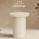 VASAGLE Round Side Table, Tambour End Table, Mid Century Modern Nightstand, Easy Assembly, for Small Spaces, Living Room, Bedroom, Home Office, 17.7 x 19.7 Inches, Travertine Beige ULET295L101