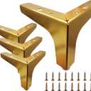 4 Inch Furniture Legs, Set of 4 Metal Furniture Legs Modern Triangle Feet Luxury Gold for Sofa Cabinet Cupboard Couch Chair Ottoman