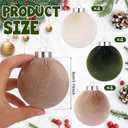 12 Pcs Velvet Christmas Balls Bulk Shatterproof Christmas Balls Xmas Plastic Decorative Hanging Ornaments Set for Xmas Tree Holiday Home Party Decorations (Khaki, Creamy White, Green, 3.15 inch)