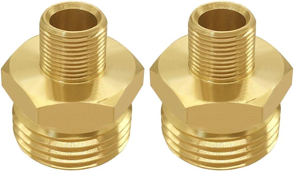 Joywayus 2PCS 3/4 GHT Male to 3/8 Compression Male Thread Adapter Pipe Fitting, Brass Reducer Faucet Connector Water Hose Adapter, Supply Line to Garden Hose Adapter for RV Kitchen Bathroom Plumbing