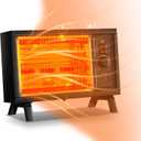 JASUN Portable Space Heater Electric Radiant Heater Fast Heating with Adjustable Thermostat, Portable Indoor Heater with Handle Quiet EnergySaving 1250W/1500W for Office Home Garage Bedroom Black