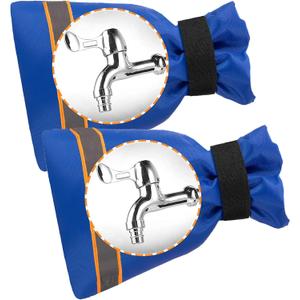 2 x Outdoor Faucet Socks - 10'H x 6.3'W for Winter Freeze Protection, 2 Piece Tap Cover, Reusable Spigot Cover - Blue