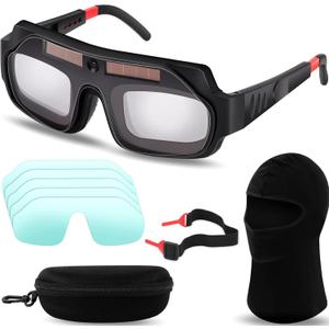 1 Set Welding Glasses Solar Welding Goggles Auto Darkening Welder Glasses Mask Helmet with Replacement Lenses