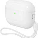 Case for AirPods Pro 3 Never-Sretch-Out DamonLight Shock-Proof Protective Semi Hard Silicone Case Compatible with Apple Airpods Pro 3rd Generation (White)