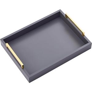 40cm x30cm Serving Trays with Handles, Grey Decorative Serving Tray, Ottoman Trays, Living Room, Bathroom, and Outdoors Decorative Trays (Charcoal) (Gray)