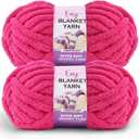 2 Pack Chunky Chenille Yarn for Crocheting Hand Knitting,Soft Thick Bulky Chunky Fluffy Plush Velvet Crochet Blanket Yarn for Crocheting Baby Blankets/DIY Crafts/Home Decor 2 * 100g(Hot Pink)
