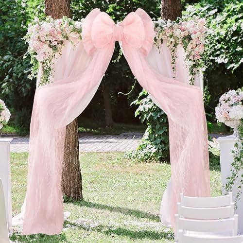 Wavwavw Giant Bow Decor Oversized Big Bows Decoration for Room Wall Backdrop 75x18 Inch Ribbon Tie for Wedding Birthday Party Baby Shower Supplies(Pink,Tulle)