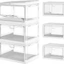 Clear Storage Bins with Lids 3 Packs - 24Qt Stackable Storage Bins, Acrylic Organizers, Plastic Multifunctional Folding Storage Bins, Plastic Stackable Storage Box for Bedroom, Living Room