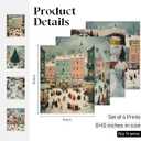 Locomiss Christmas Town Wall Art Decor Posters, Cute Retro Christmas Village Houses Winter Holiday Wall Art Decor Gifts For Farmhouse Home Living Room Bedroom Bathroom, Set of 4 (8x10 Unframed)