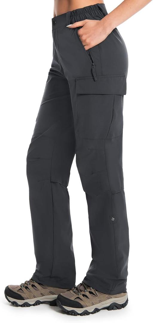 Moosehill Women's Hiking Pants Lightweight Quick Dry Water Resistant Cargo Travel Work Summer Pants for All Seasons (10, Dark Grey)