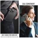 Compatible with iPhone 16 Pro 6.3" Wallet Case with Card Holder RFID Blocking for Women Men, Double Magnetic Clasp Kickstand Shockproof Phone Case Fit for iPhone 16 Pro, Black