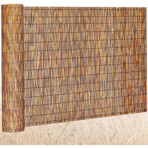 Barydat 1 Pcs 6 x 16.4 ft Reed Fence Roll, 85% Shade Bamboo Privacy Screen, Natural Decorative Reed Fencing for Outdoor Garden Backyard Patio Balcony