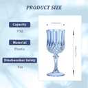 7OZ Plastic Wine Glasses, Reusable Vintage Goblets Unbreakable Drinking Glasses Crystal Water Cups Champagne for Wedding, Parties, Mother's Day (24, Blue)