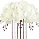 41.34" Orchid Artificial Flowers 6PCS Velvet Silk Faux Orchids Long Stem Artificial Flowers for Tall Vase for Home Wedding Party Decoration(Ivory White)