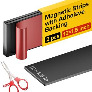 Adhesive Magnetic Strip for Knives Kitchen with Multipurpose Use as Knife Holder, Knife Rack, Knife Magnetic Strip, Knives Bar, Kitchen Utensil Holder, Tool Holder for Garage and Kitchen Organizer (2pcs 1.512" / 3.8cm3.7m)