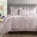 Madison Park King Comforter Set, Luxe Velvet, Satin Binding Comforter for a King-Size Bed, Cozy Velvet Comforters, All Seasons, Lightweight, Down Alternative Bedding, King/Cal King, Blush 5 Piece