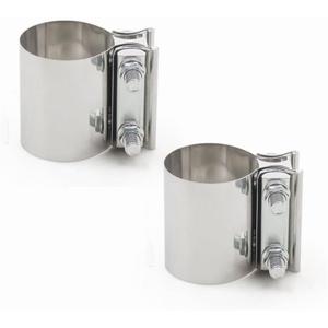 2 Inch Exhaust Clamps, 2" Butt Joint Band Clamp Sleeve Connector Stainless Steel for Mufflers, Pipe, Catalytic Converters (2pcs, 2 inch)