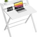 GreenForest Folding Desk No Assembly Required Large Size, 2-Tier Foldable Computer Desk with Shelf for Home Office, Space Saving Portable Laptop Study Foldable Table for Bedroom, White (24.5 x 30 inch)
