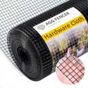 16in x 10ft Black Hardware Cloth 1/2 inch 19Ga PVC Coated Wire Mesh Vinyl Coated Fence, Welded Metal Chicken Wire Fencing Roll, Garden Plant Fencing, for Chicken Coop and Home Improvement