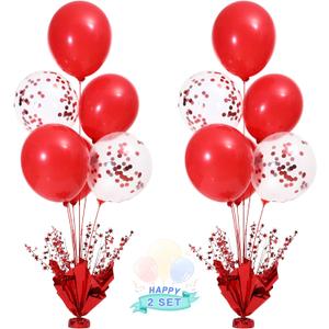 2 Set Red Balloon Centerpieces for Tables Red Balloons Stand Kit for Birthday Party Graduation Baby Shower Valentine's Day Wedding Prom Cake Retirement Table Top Decorations