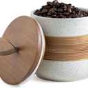Ceramic Jar with Lid, Coffee Container Kitchen Food Storage Jars for Spice Sugar Tea Bag, Stackable Decorative Jars for Countertop, White & 18oz