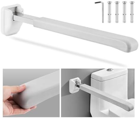 YUCHENGTECH Flip Up Grab Bar 29.5IN Toilet Grab Bar Folding Handicap Bars Non-Skid Anti-Knock Safety Handrails for Elderly Seniors Disabled Pregnant Upgraded