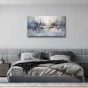 Large Abstract Living Room Canvas Wall Art Blue and White Reflection painting Decor Pictures Modern Big Neutral Posters Prints for Bathroom Bedroom Office Home Decoration, 39*20 in