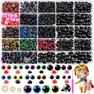 Fulasiteu 1100PCS Safety Eyes and Noses, Amigurumi Safety Eyes for Crocheting, Colorful Doll Crochet Eyes with Washers for Plush Animal, Crochet Toy, Stuffed Doll and Teddy Bear (Various Sizes)