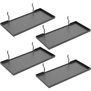 13X6 Inch Pegboard Shelves Set of 4, Metal Peg Board Shelves Accessories, Flat Display Shelves for Pegboard, Metal Retail Display for Storage and Organization, Black