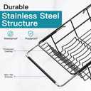 Dish Drying Rack Over the Sink In Stainless Steel Black Expandable Drainer for Small Kitchen, Counter Space Saving Compact Inside Sink Plate Dryer, Adjustable Hanging Metal Wire Strainer Drain Holder