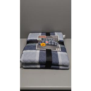 Coleman Full Size Plaid Comforter Set Indigo Blue, Classic Checkered 7 Pieces Bedding Set for Boys Girls Teen, All Season Lightweight Bed in A Bag