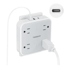 Multi Plug Outlet Extender, TESSAN Surge Protector Splitter with 3 USB (1 USB C Port) Wall Charger, Multiple Expander for Travel, Home, College Dorm Room