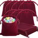 Tucnoeu 30pcs velvet jewelry pouches Velvet Drawstring Pouches, 3x4 Inch Premium Velvet Candy Dice Jewelry Pouches, Small Drawstring Gift Bags for Wedding Party Chritmas (Wine red)