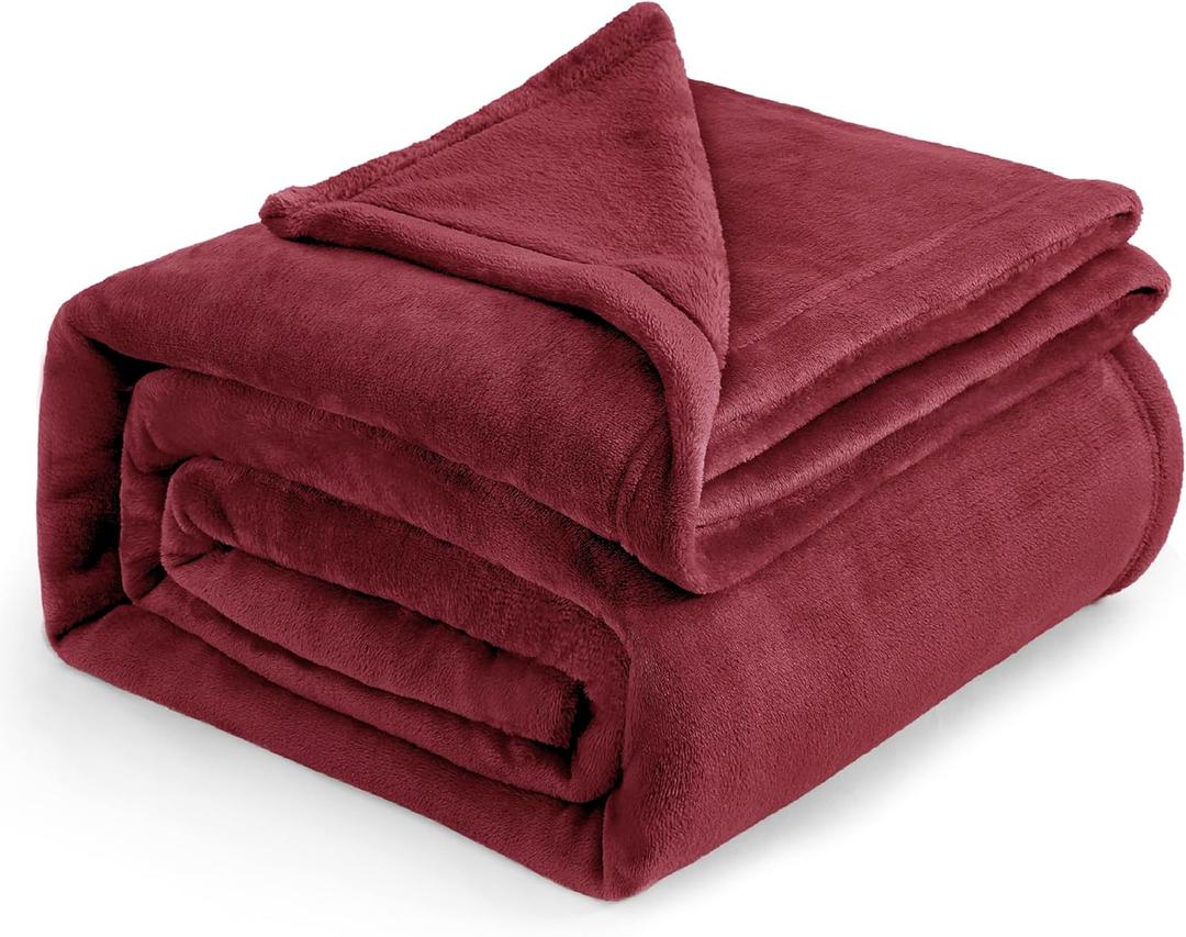 Bedsure Fleece Blankets King Size Burgundy - Bed Blanket Soft Lightweight Plush Cozy Fuzzy Luxury Microfiber, 108x90 inches (Red)