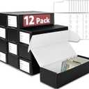 AZEN 12 Pack Trading Card Storage Box, Hold 11000+ Standard Trading Cards, Cardboard Storage Box with 20 Dividers and 12 Labels for Sports TCG Magic Mtg Card