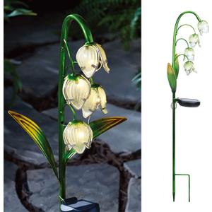 VCUTEKA Solar Garden Decor Stake Outdoor Light Glass Flower Stake for Yard Lawn Decor Backyard Decorations