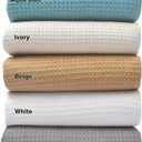 Tex Trend White Waffle Blankets  100% Cotton Blankets Queen Size  Breathable and Soft for Summer Spring  Suitable for Bed Layering, Sofa and Couch (90x90)